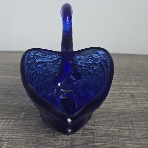 Fenton Cobalt Blue Swan Bird Collectible Glass Candy Trinket Ring Dish - Picture 5 of 10